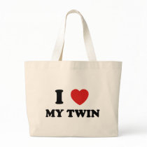 I Love My Twin Tote Bags