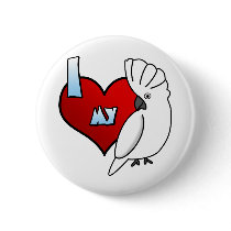 I Love my Umbrella Cockatoo Button by MenagerieMayhem I Love my Umbrella Cockatoo Button