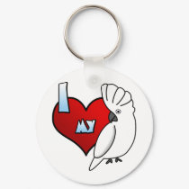 I Love my Umbrella Cockatoo Keychain by MenagerieMayhem I Love my Umbrella Cockatoo Keychain