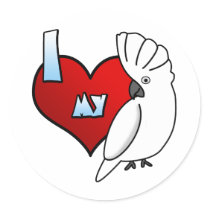 I Love my Umbrella Cockatoo Stickers