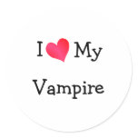 I Love My Vampire Round Sticker