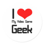 I love my video game geek round sticker