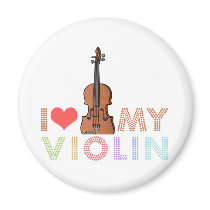 I Love My Violin Refrigerator Magnets