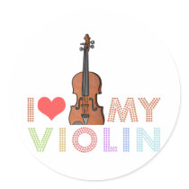 I Love My Violin Round Sticker
