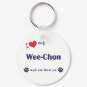 I Love My Wee-Chon (Female Dog) keychains by dogadoodle I Love My Wee-Chon (Female Dog) keychains