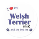 I Love My Welsh Terrier Mix (Female Dog) stickers by muttybuddy I Love My Welsh Terrier Mix (Female Dog) stickers