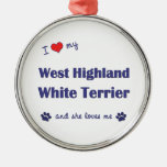 I Love My West Highland White Terrier (Female Dog) Christmas Tree Ornaments