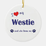 I Love My Westie (Female Dog) Christmas Ornaments