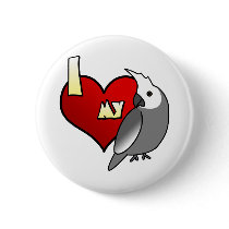 I Love my Whiteface Cockatiel buttons by MenagerieMayhem I Love my Whiteface Cockatiel buttons