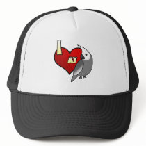 I Love my Whiteface Cockatiel hats by MenagerieMayhem I Love my Whiteface Cockatiel hats