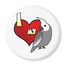 I Love my Whiteface Cockatiel magnets by MenagerieMayhem I Love my Whiteface Cockatiel magnets