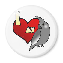 I Love my Whiteface Cockatiel magnets by MenagerieMayhem I Love my Whiteface Cockatiel magnets