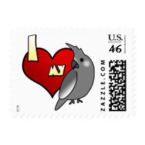I Love my Whiteface Cockatiel Postage Stamps by MenagerieMayhem I Love my Whiteface Cockatiel Postage Stamps
