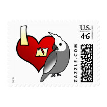 I Love my Whiteface Cockatiel Stamps by MenagerieMayhem I Love my Whiteface Cockatiel Stamps