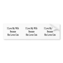 I Love My Wife Because She Loves Cats Bumper Sticker