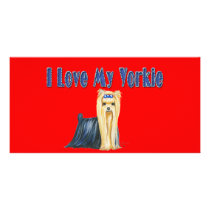 I Love My Yorkie Art Dog Print photo cards