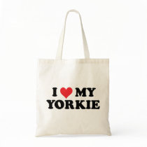 I Love My Yorkie Tote Bags