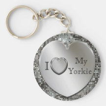 I Love My Yorkie Heart Keychain