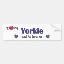 I Love My Yorkie (Male Dog) Bumper Sticker