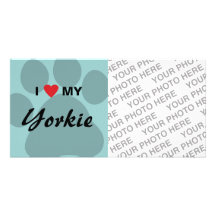 I Love My Yorkie Pawprint Photo Greeting Card