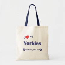 I Love My Yorkies (Multiple Dogs) Canvas Bags