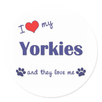 I Love My Yorkies (Multiple Dogs) stickers by thatsalottadogs I Love My Yorkies (Multiple Dogs) stickers
