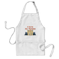 I LOVE MY YORKIES THREE YORKSHIRE TERRIERS aprons by greerdesign I LOVE MY YORKIES THREE YORKSHIRE TERRIERS aprons