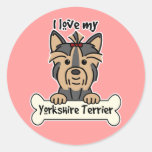I Love My Yorkshire Terrier Round Stickers