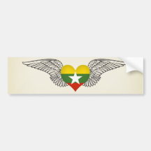 I Love Myanmar -wings Bumper Sticker