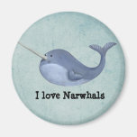 I love Narwhals -custom text - Refrigerator Magnets