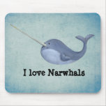 I love Narwhals -custom text - Mouse Pads