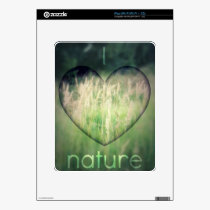 I Love Nature Green Grass Heart skins