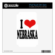I Love Nebraska Decals For iPod Touch 4G