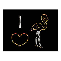 I Love Neon Flamingos Postcard
