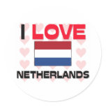 I Love Netherlands Round Stickers