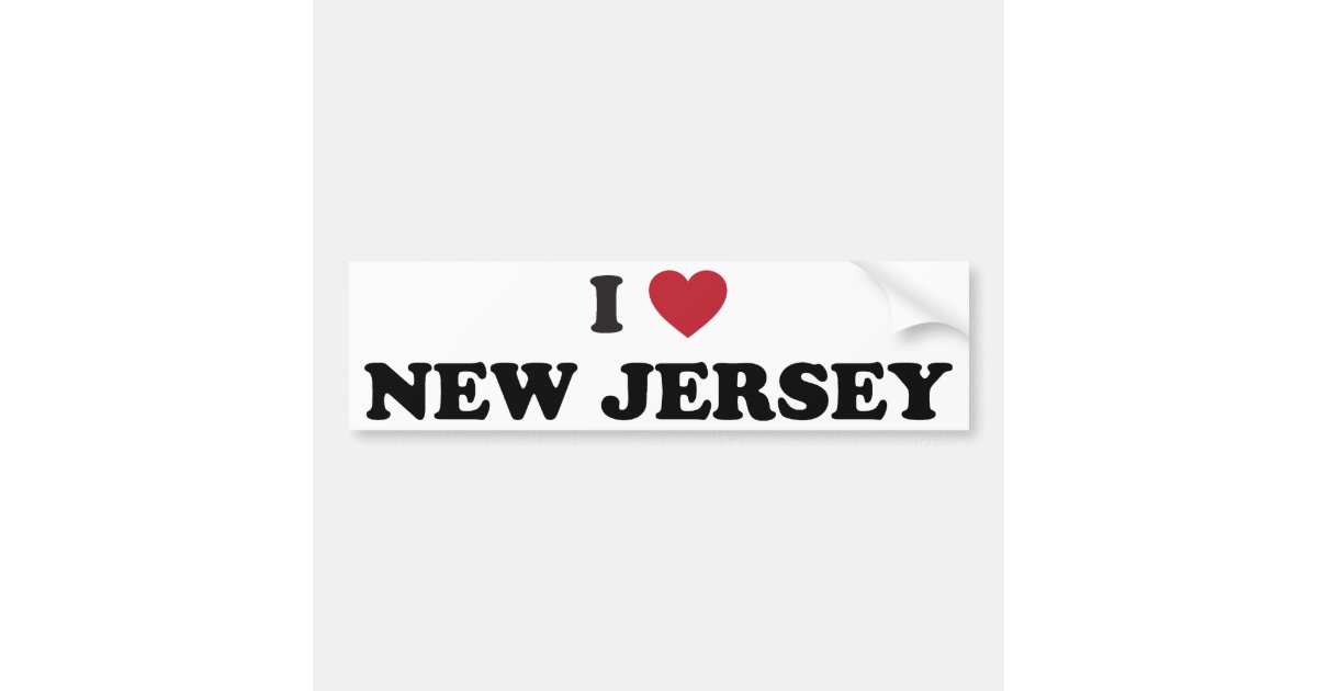 I Love New Jersey Bumper Sticker Zazzle