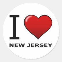 I LOVE NEW JERSEY ROUND STICKER