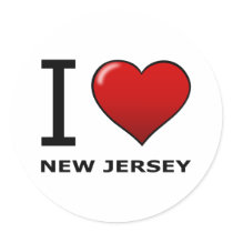 I LOVE NEW JERSEY ROUND STICKER