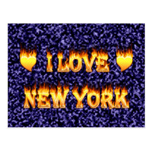 I love new york fire and flames post card
