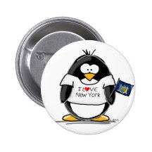 I Love New York Penguin Pinback Button
