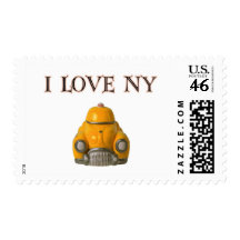 I Love New York Yellow Checkered Taxi Cab Stamp