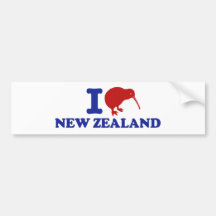 I Love New Zealand Bumper Stickers