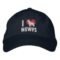 I Love Newfs Embroidered Hat (Dark) embroidered hats