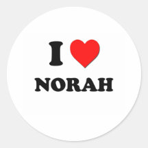 I Love Norah Round Stickers