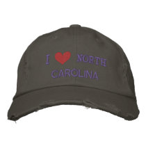 "I LOVE NORTH CAROLINA" embroidered hats