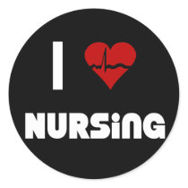I Love Nursing Round Stickers