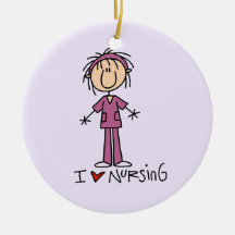 I Love Nursing T-shirts and Gifts Christmas Tree Ornaments