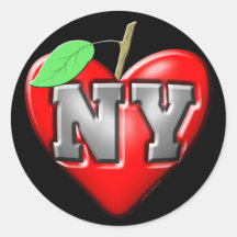 I Love NY Round Stickers
