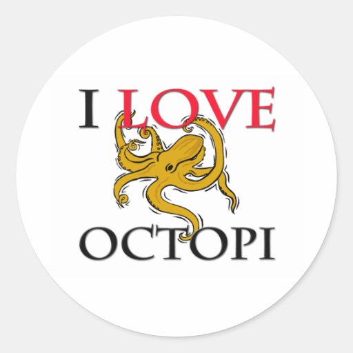 I Love Octopi Round Sticker