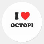 I Love Octopi Round Stickers